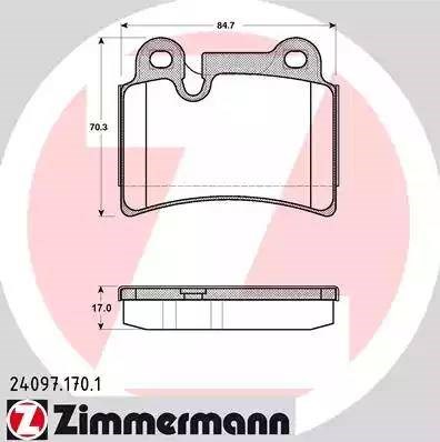 Колодки на тормоз задний дисковый 240971701 ZIMMERMANN