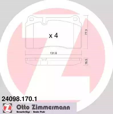Передние тормозные колодки 240981701 ZIMMERMANN