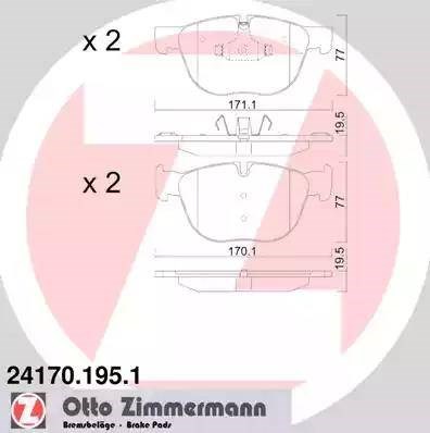 Колодки тормозные дисковые комплект 241701951 ZIMMERMANN