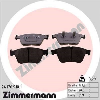 Передние тормозные колодки 241769101 ZIMMERMANN