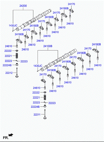 Распредвал двигателя, правый 242004A200 HYUNDAI