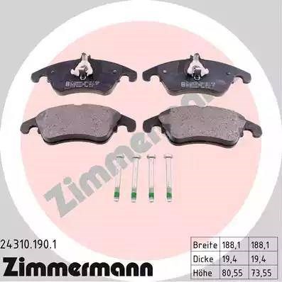 Тормозные колодки 243101901 ZIMMERMANN