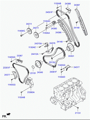 HYUNDAI 243704A100 Натяжитель цепи насоса масляного в наличии Запорожье