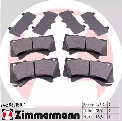 Передние тормозные колодки 243861801 ZIMMERMANN