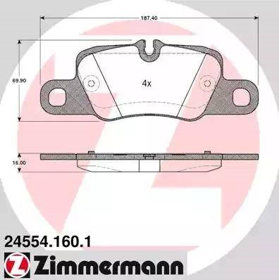 Колодки тормозные задние, дисковые 245541601 ZIMMERMANN