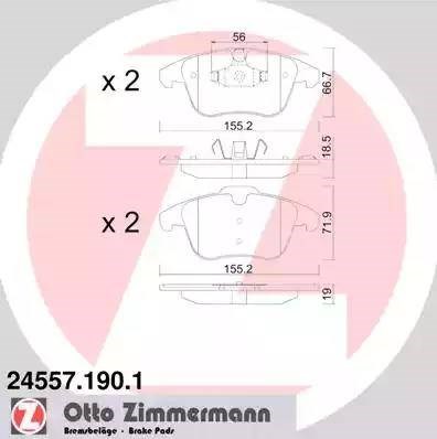 Колодки тормозные дисковые комплект 245571901 ZIMMERMANN