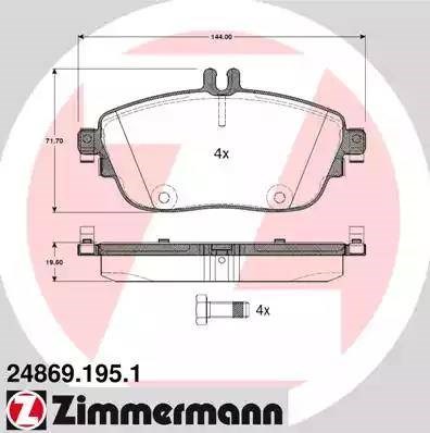 Колодки тормозные 248691951 ZIMMERMANN