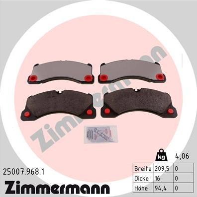 Колодки тормозные дисковые комплект 250079681 ZIMMERMANN
