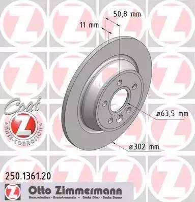 Задний дисковый тормоз 250136120 ZIMMERMANN