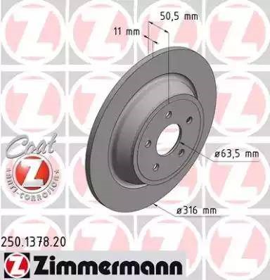 Диск тормозной задний 250137820 ZIMMERMANN
