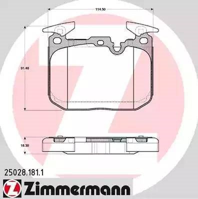 Колодки передние 250281811 ZIMMERMANN