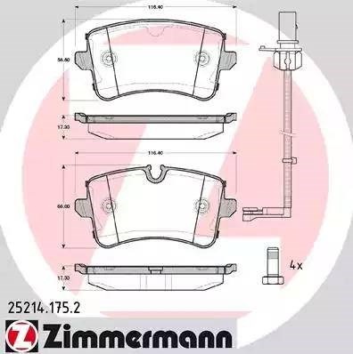 Колодки тормозные задние, дисковые 252141752 ZIMMERMANN