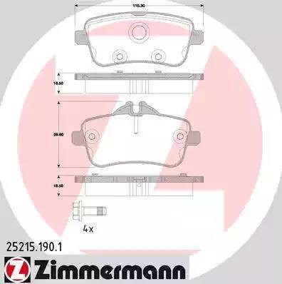Задние колодки 252151901 ZIMMERMANN