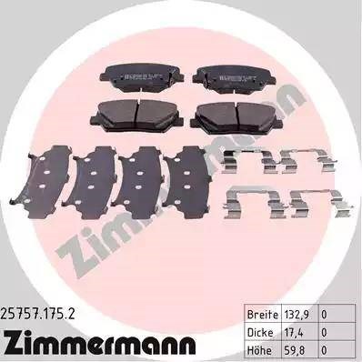 Колодки передние 257571752 ZIMMERMANN