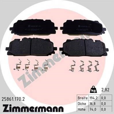 Передние тормозные колодки 258611702 ZIMMERMANN