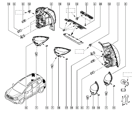 Фонари задние 265503601R RENAULT