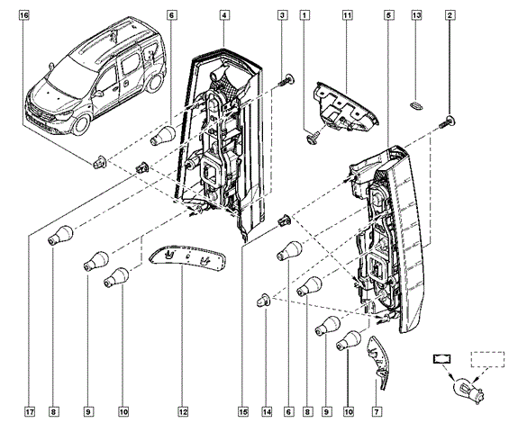 Задний правый стоп 265509604R RENAULT