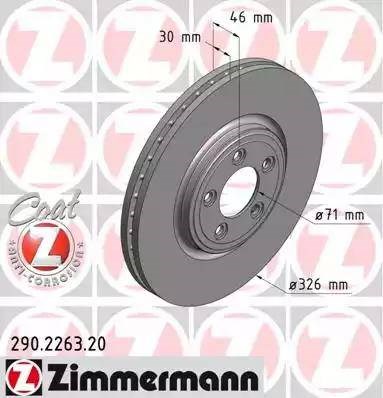 Тормоз дисковый передний 290226320 ZIMMERMANN