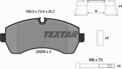 Колодки тормозные дисковые комплект 2920002 TEXTAR