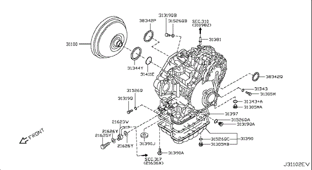 313971XE0A NISSAN Прокладка поддона АКПП/МКПП купить в Ирпень