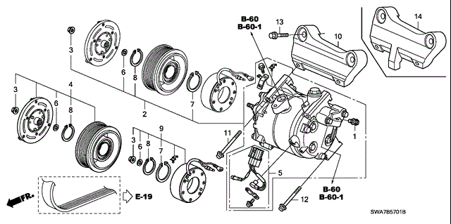 Магнитная муфта компрессора кондиционера 38924RWCA01 HONDA