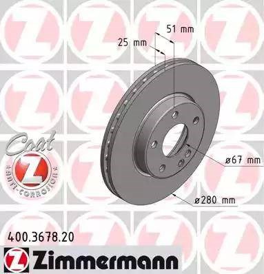 Передний тормозной диск 400367820 ZIMMERMANN