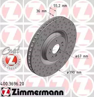 Передний тормозной диск 400369620 ZIMMERMANN