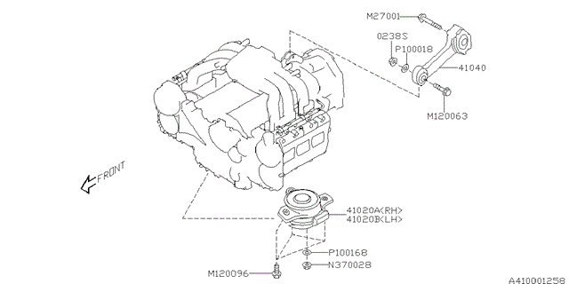 Правая опора ДВС 41022AG02B9E SUBARU