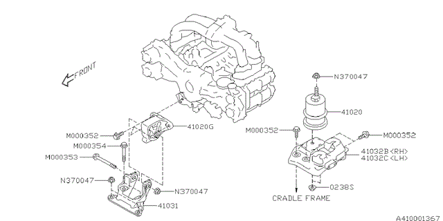 Подушка передней опоры двигателя 41022AL050 SUBARU