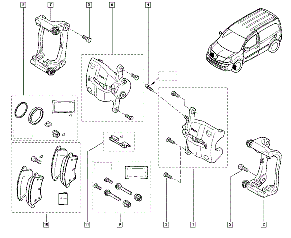 Renault тормозные колодки передние renault kangoo 1.5dci 1.6 16v 08- 410601334R