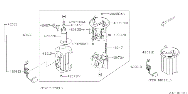 Фильтр топливный 42072-AG140