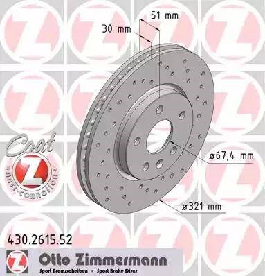 Диск тормозной передний 430261552 ZIMMERMANN