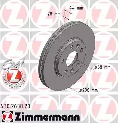Диск тормозной передний 430263820 ZIMMERMANN