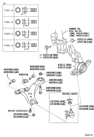 Ось передняя и поворотные кулаки 4321148010 TOYOTA