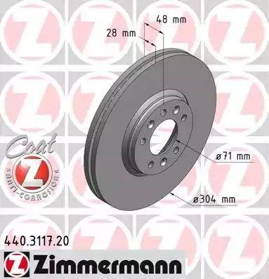 Диск тормозной передний 440311720 ZIMMERMANN