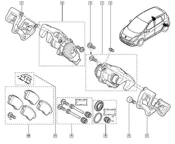 Комплект задних колодок 440608061R RENAULT