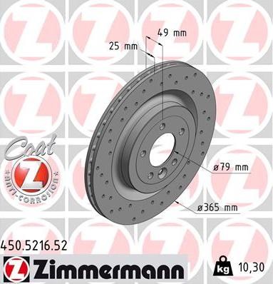 Задний дисковый тормоз 450521652 ZIMMERMANN