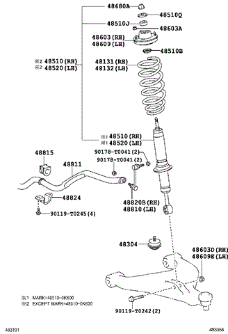 Опора стойки амортизатора переднего 486090K040 TOYOTA