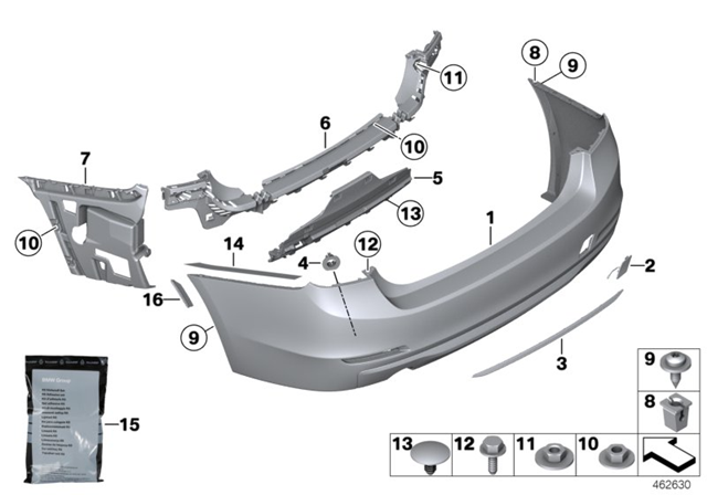 Кронштейн бампера заднего, центральный 51127256921 BMW