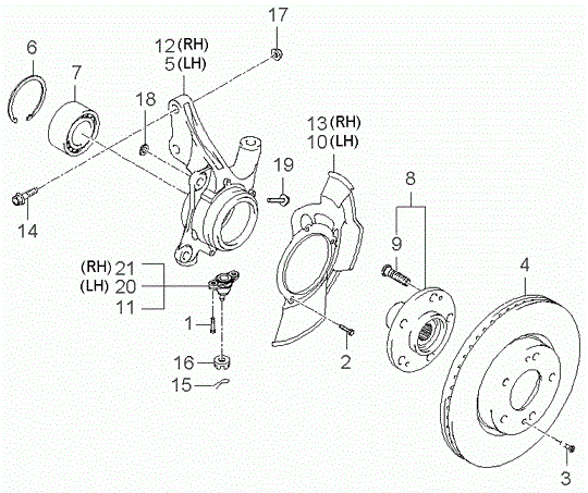 Цапфа передняя левая 517152E100 HYUNDAI