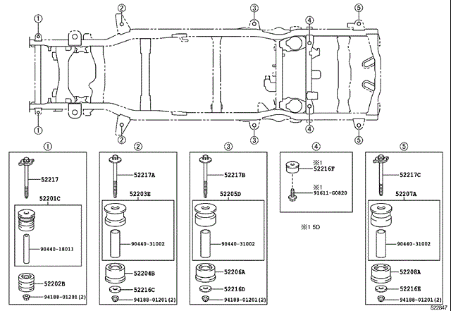 TOYOTA 5220760100 Подушка рамы (крепления кузова) в наличии Ужгород