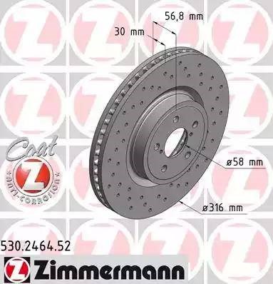 Тормоз дисковый передний 530246452 ZIMMERMANN