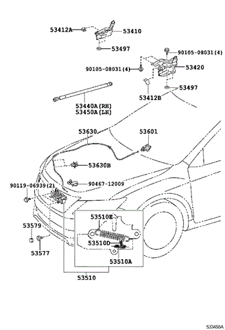 Амортизатор капота левый 5345006100 TOYOTA
