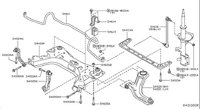 NISSAN 54524EL000 Кронштейн передней балки в наличии Киев