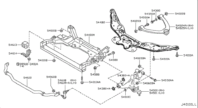 Рычаг передней подвески верхний левый 54525JL00C NISSAN