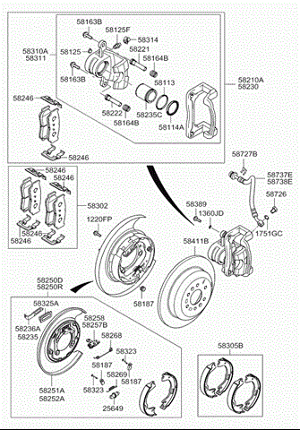 Задние тормозные колодки 583022PA70 HYUNDAI