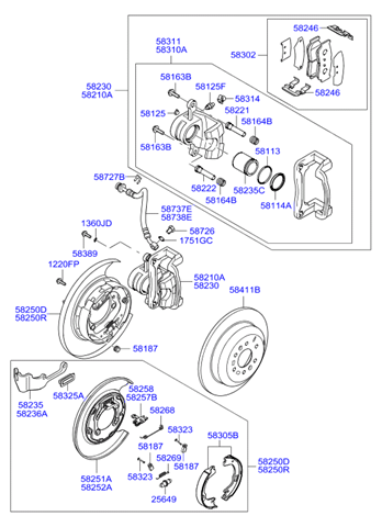 Колодки стояночного тормоза 583052PA10 HYUNDAI