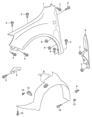 Пластик локера арки колеса 5J0809957A