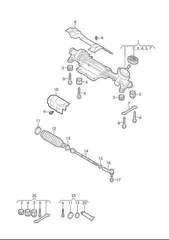 Ремкомплект опор рулевого механизма (5n0498169b) vag 5N0498169B