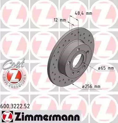 Тормозной диск 600322252 ZIMMERMANN